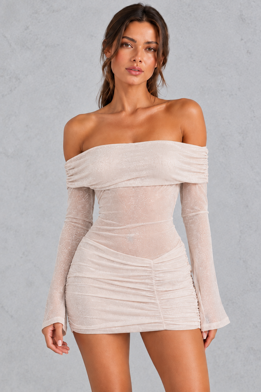 Women's Glitter Off-Shoulder Mini Party Dress - New Year's Eve & Homecoming