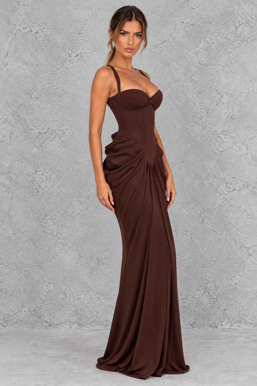 Women's Chiffon Corset Maxi Formal Dress - Wedding Guest & Evening