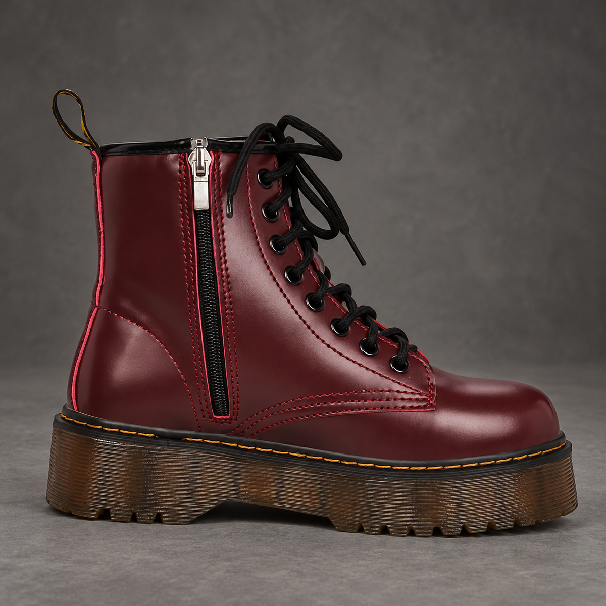 Women's Platform Combat Boots – Cherry Red