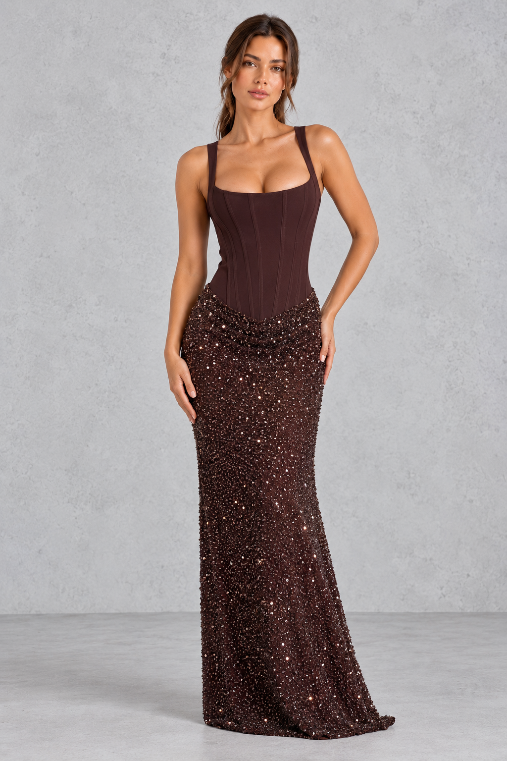 Women's Corset Tulle Maxi Formal Dress - Wedding Guest & Evening Gown
