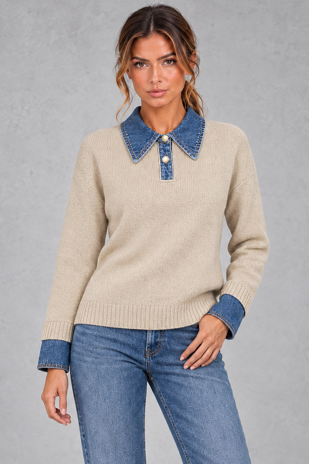 Women's Cotton Knit Sweater – Apricot