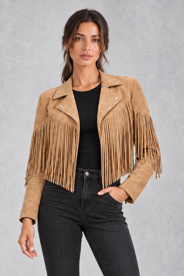Women's Cropped Suede Jacket – Brown