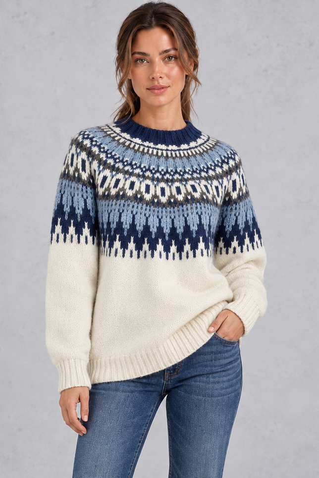 Women's Fair Isle Nordic Sweater – Blue
