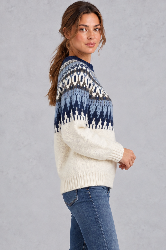 Women's Fair Isle Nordic Sweater – Blue