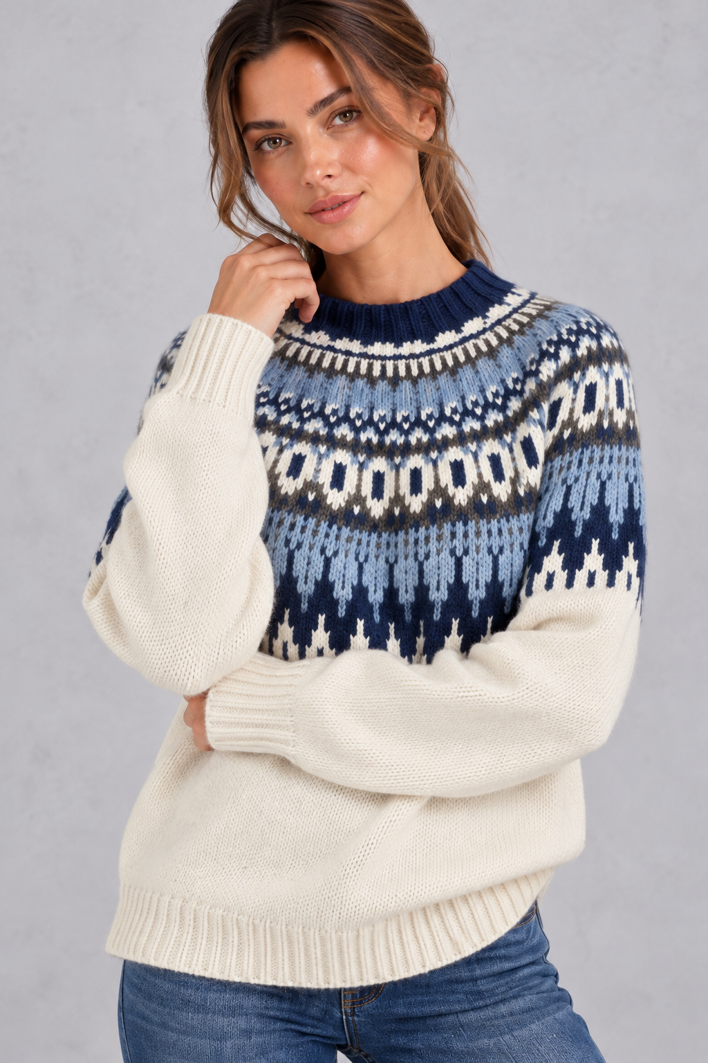 Women's Fair Isle Nordic Sweater – Blue
