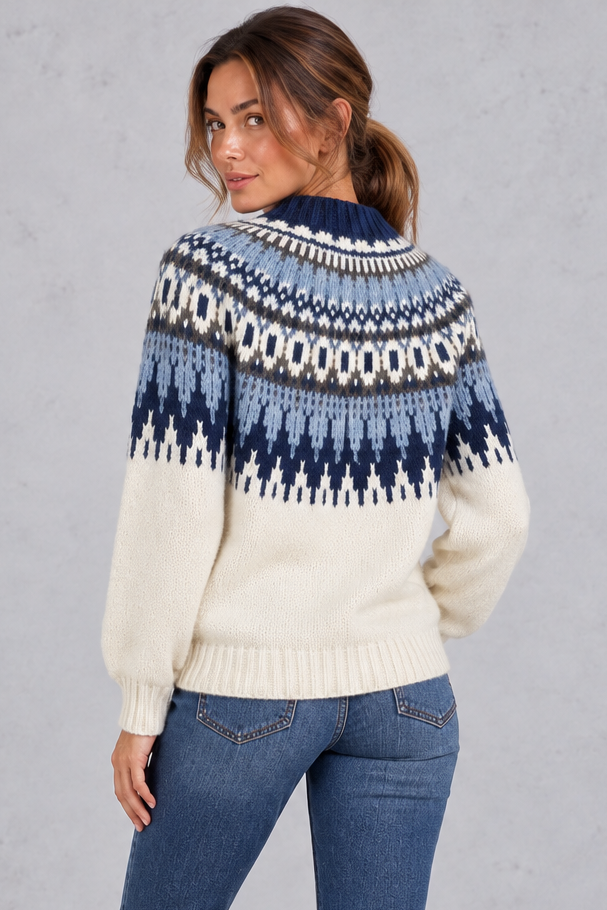 Women's Fair Isle Nordic Sweater – Blue