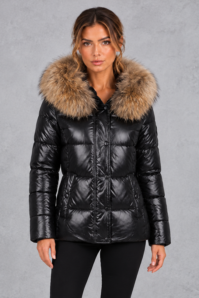 Women's Fitted Puffer Jacket – Black