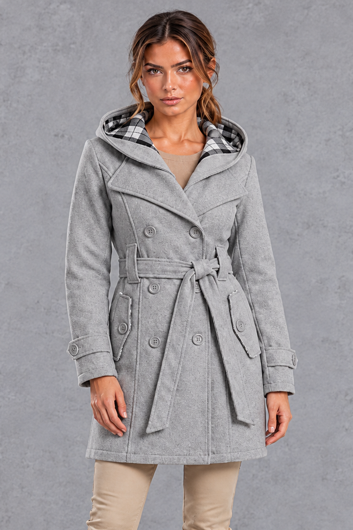 Women's Hooded Trench Coat – Gray