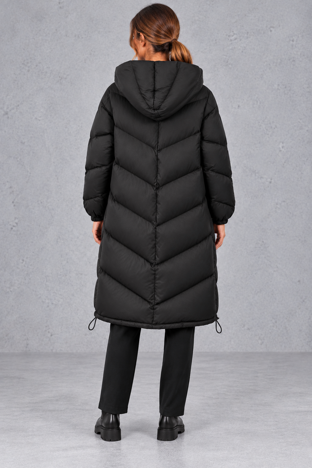 Women's Long Down Coat – Black