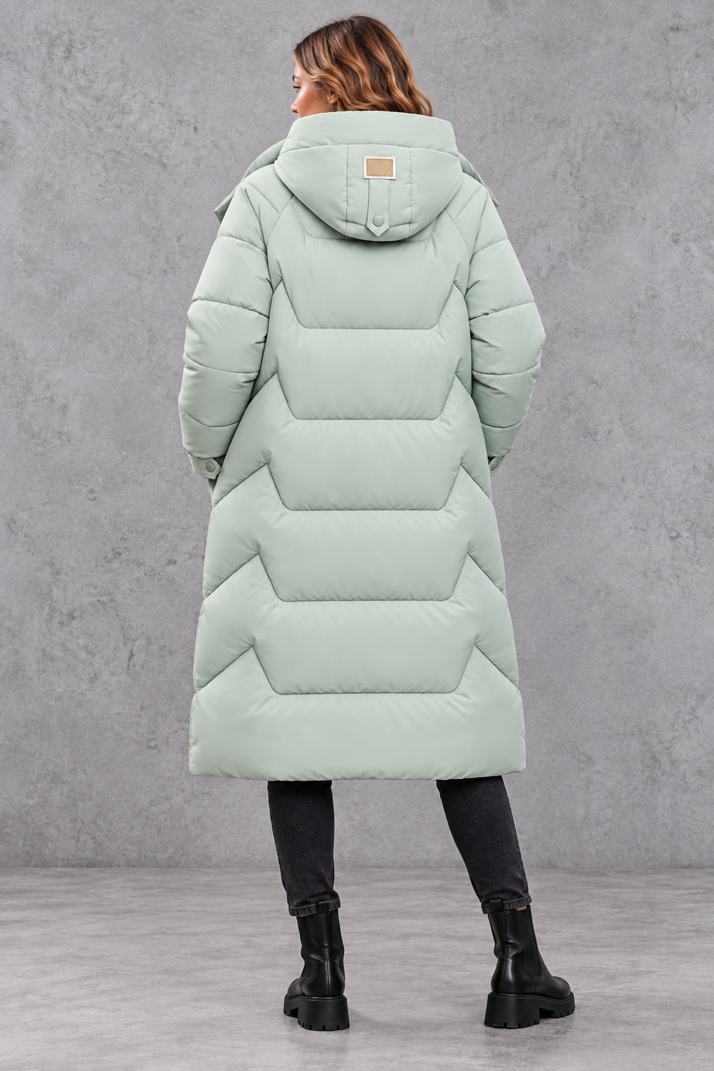Women's Long Hooded Puffer Coat – Mint Green