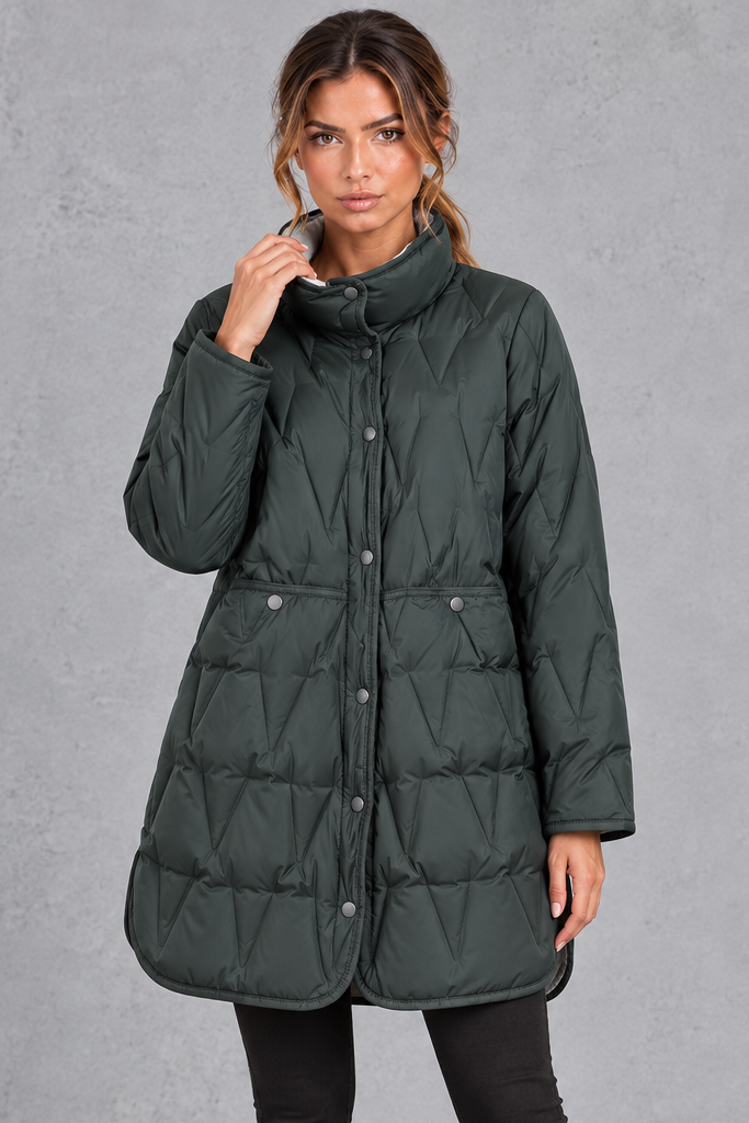 Women's Longline Down Coat – Dark Green