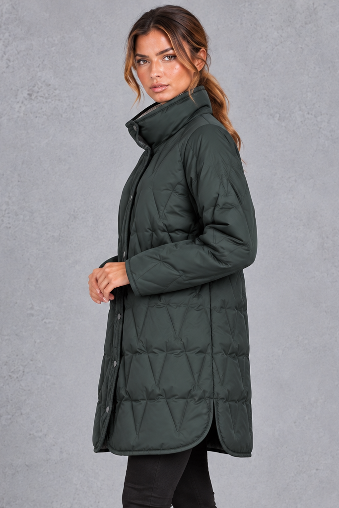 Women's Longline Down Coat – Dark Green