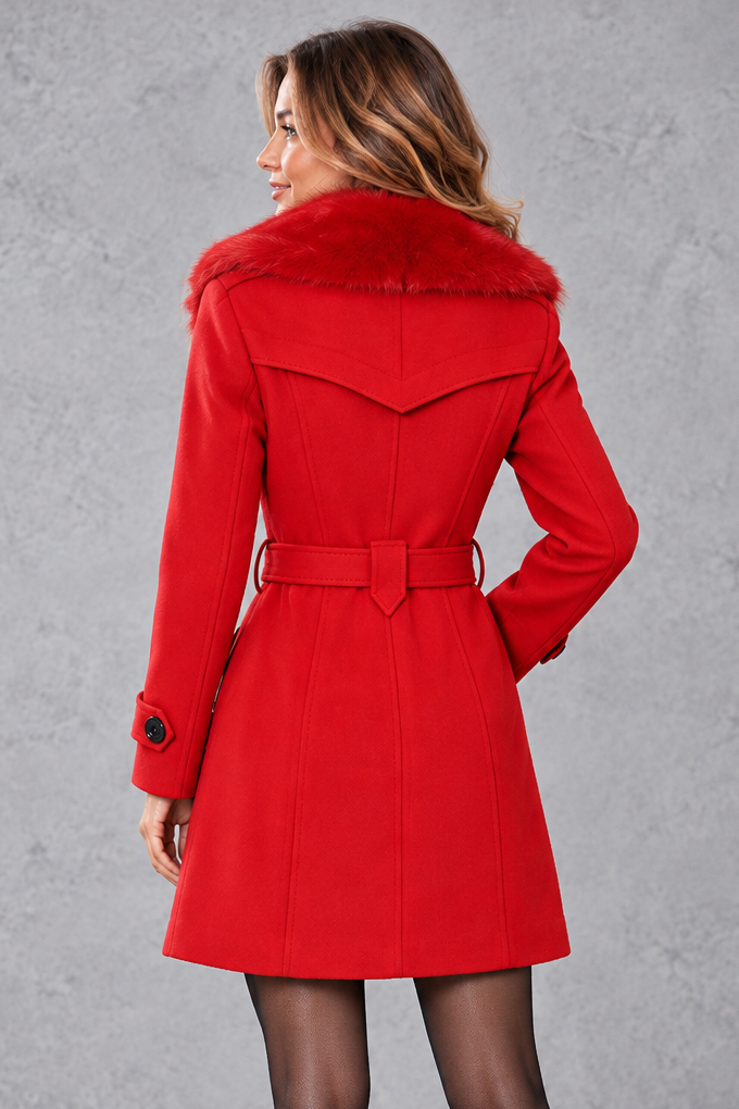 Women's Longline Winter Coat – Red