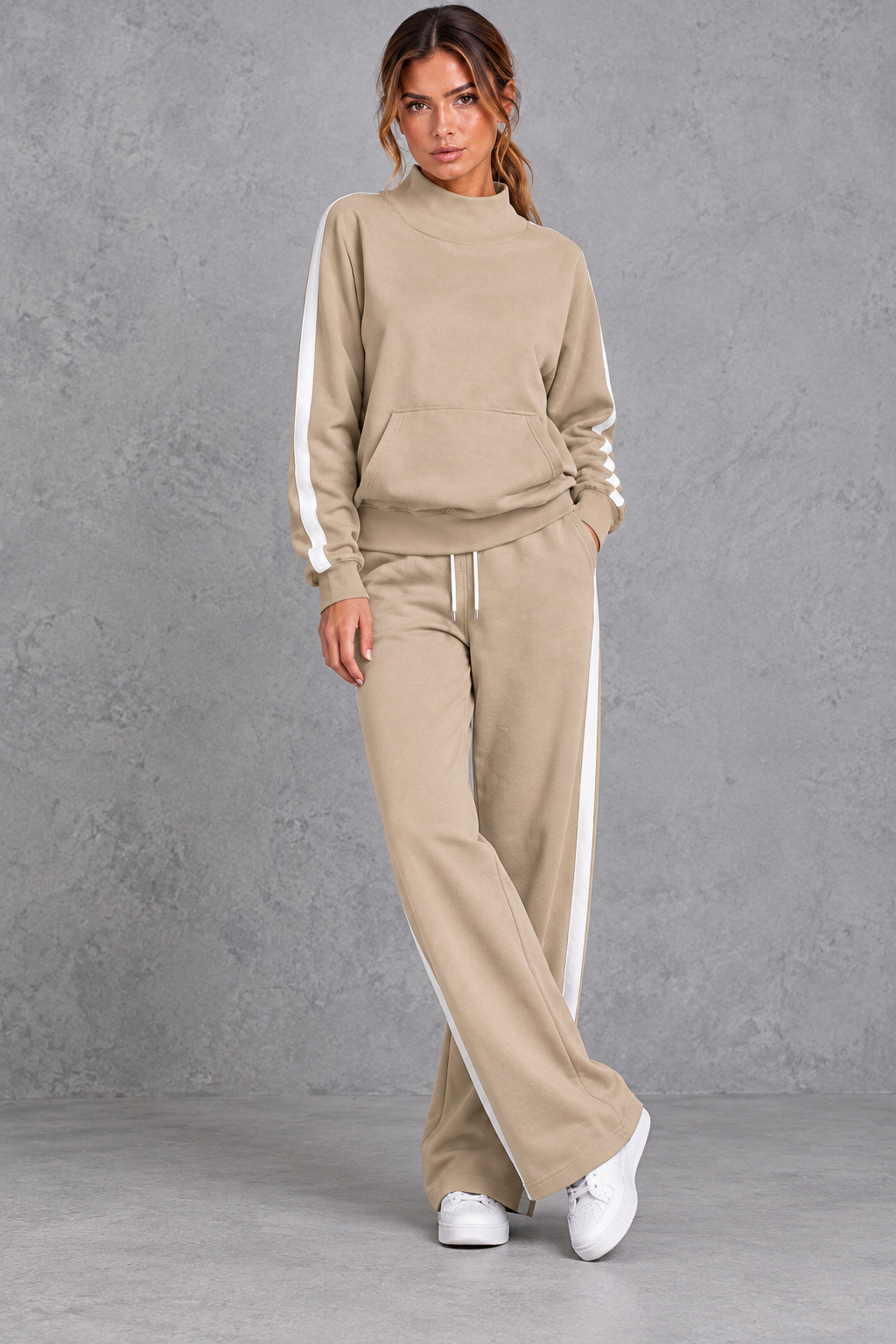 Women's athleisure tracksuit set shown in an alternate color