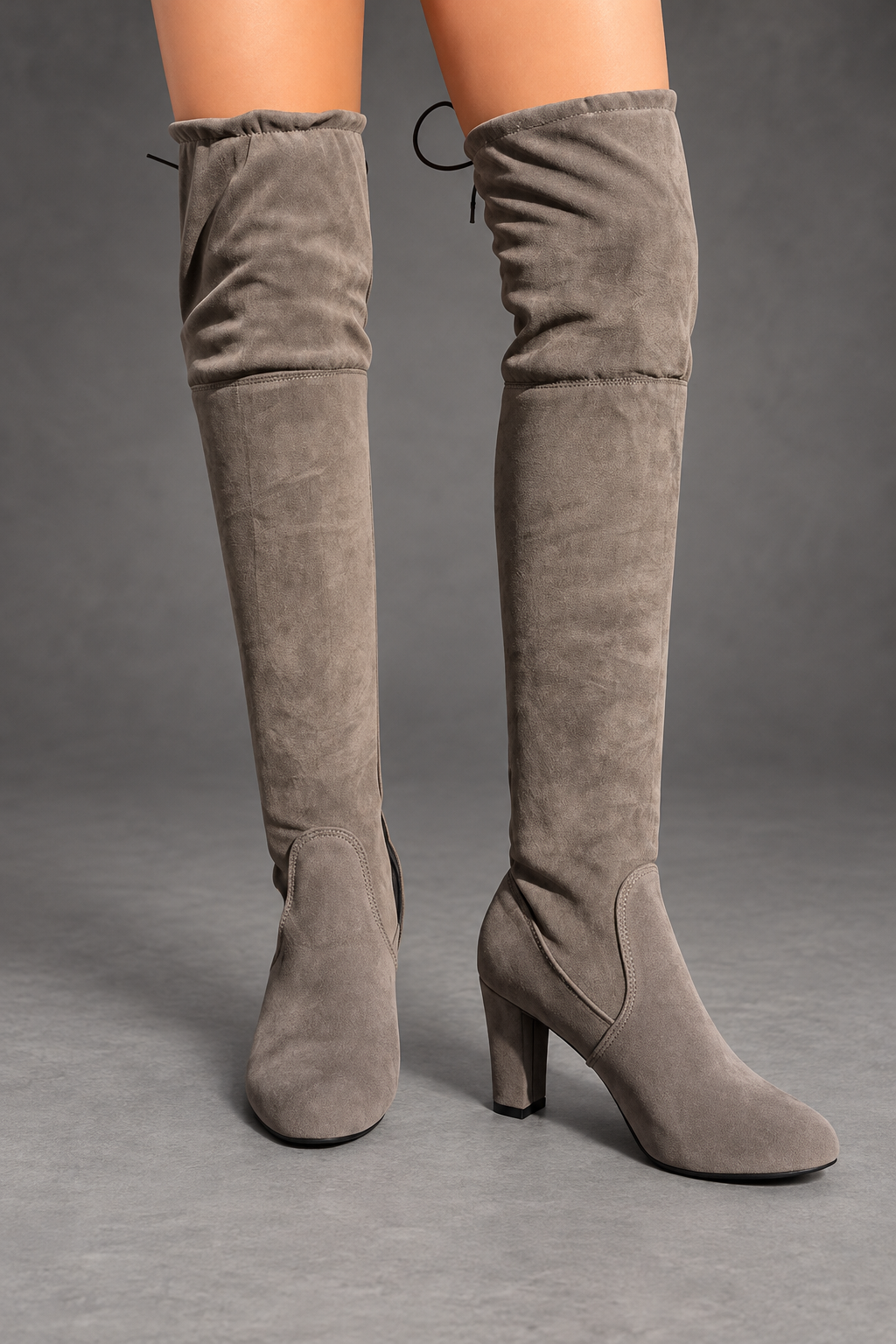 Women's Over-the-Knee Block Heel Boots – Gray