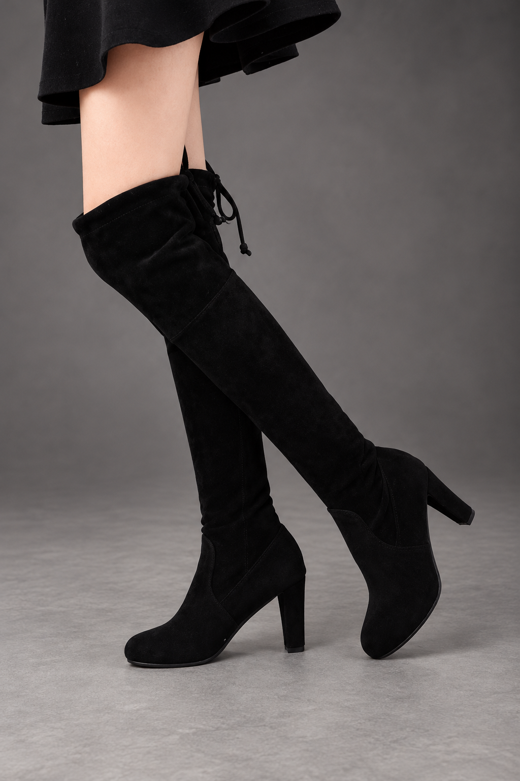 Women's Over-the-Knee Block Heel Boots – Black