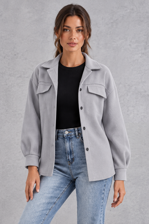 Women's Oversized Shirt Jacket – Gray