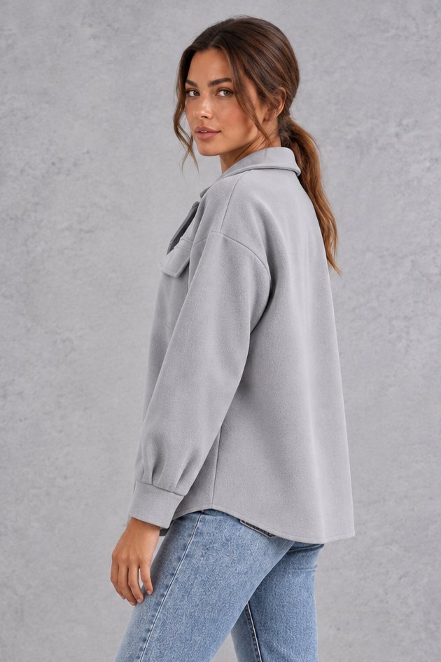 Women's Oversized Shirt Jacket – Gray