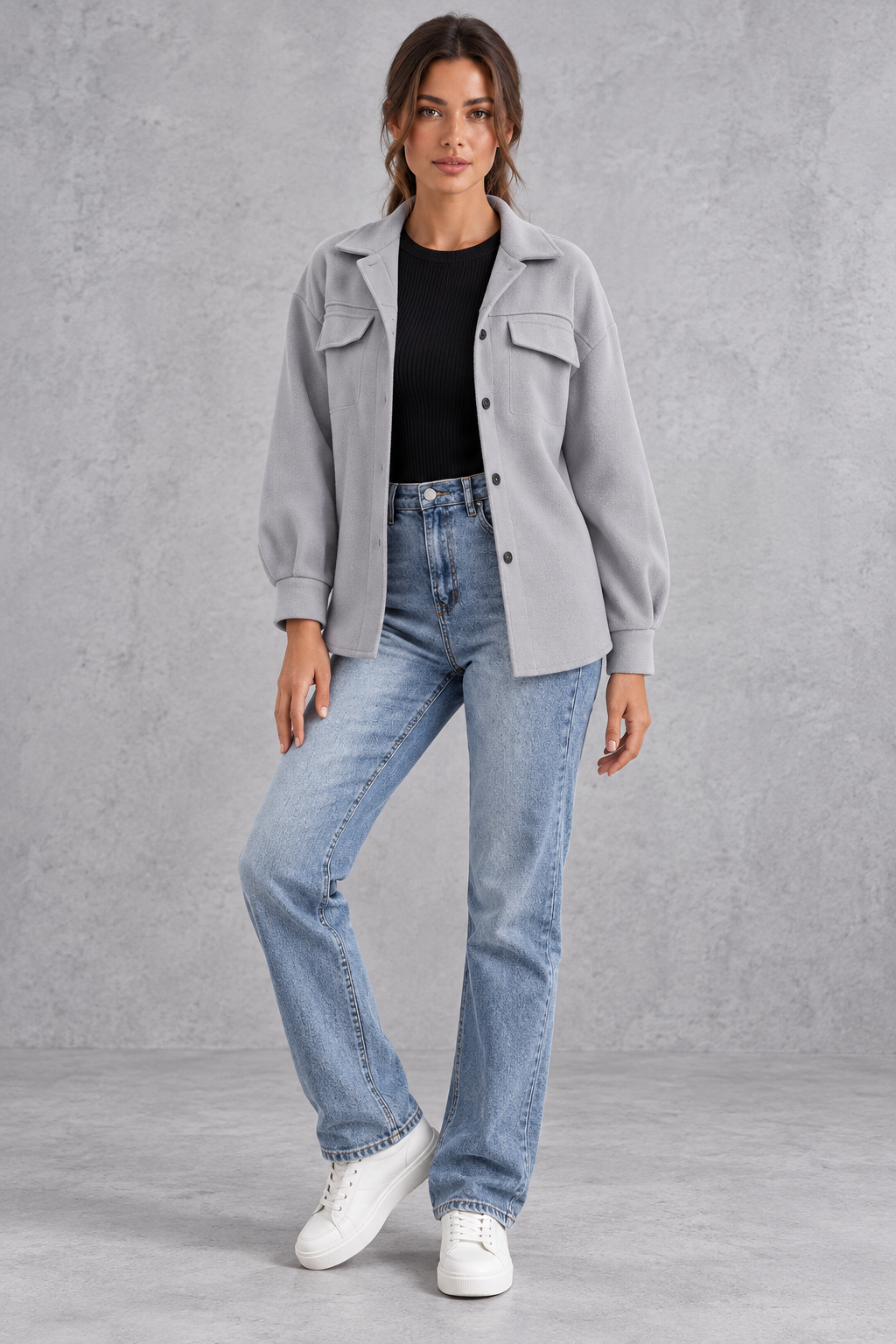 Women's Oversized Shirt Jacket – Gray
