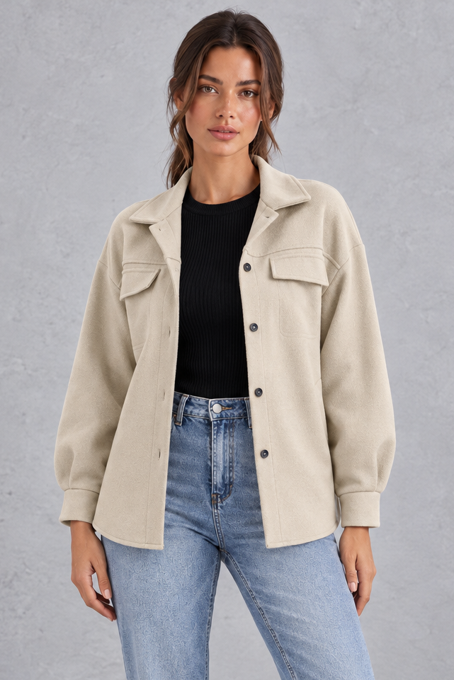 Women's Oversized Shirt Jacket – Beige