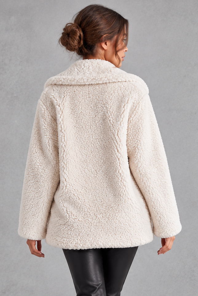 Women's Oversized Teddy Jacket – Cream