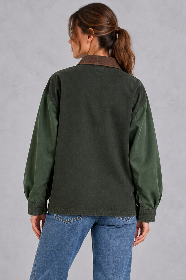 Women's Oversized Utility Jacket – Army Green
