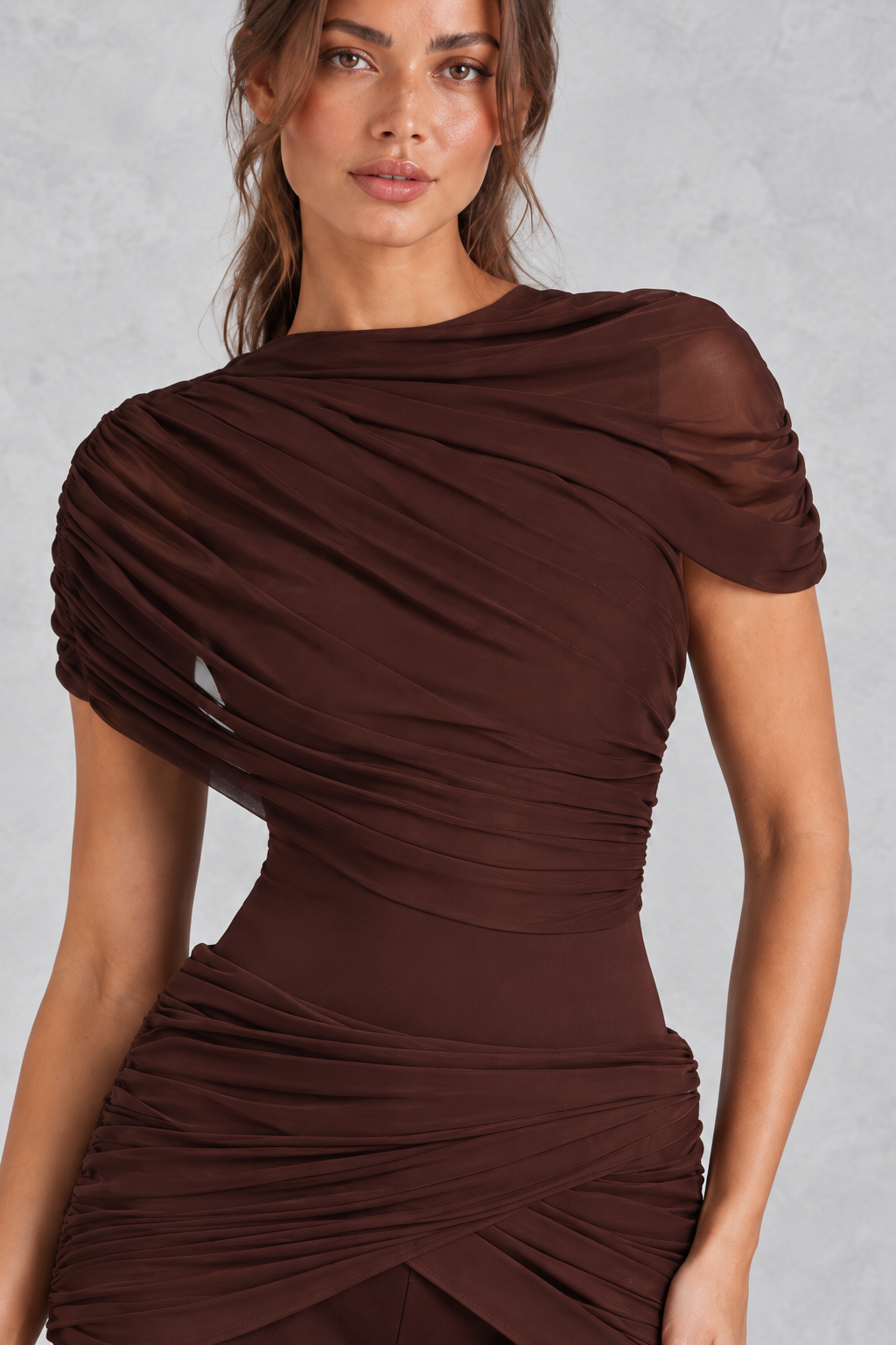 Women's Draped Mesh Mini Party Dress with Built-In Shorts - Night Out & Birthday