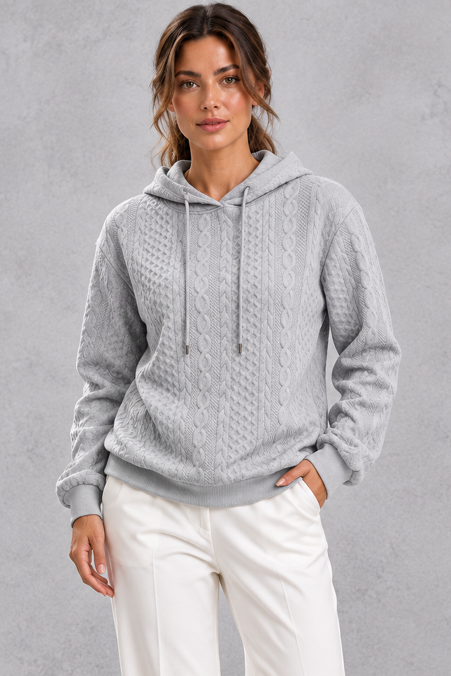 Cable knit hoodie in dark green