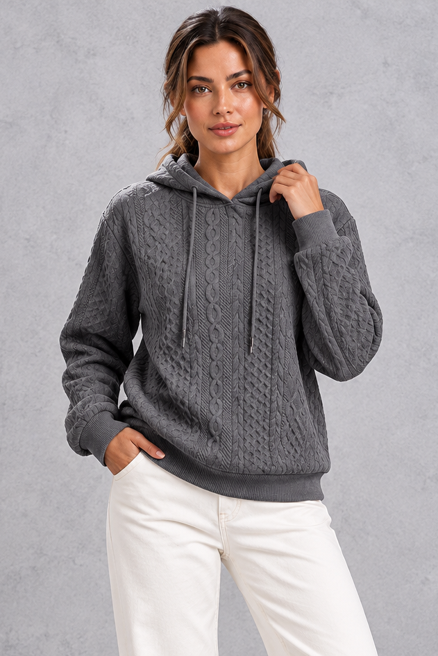 Cable knit hoodie in orange