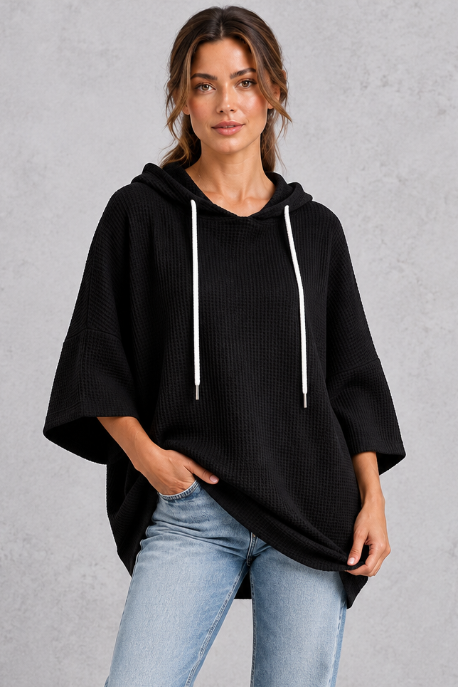 Plus size waffle knit hoodie in purple