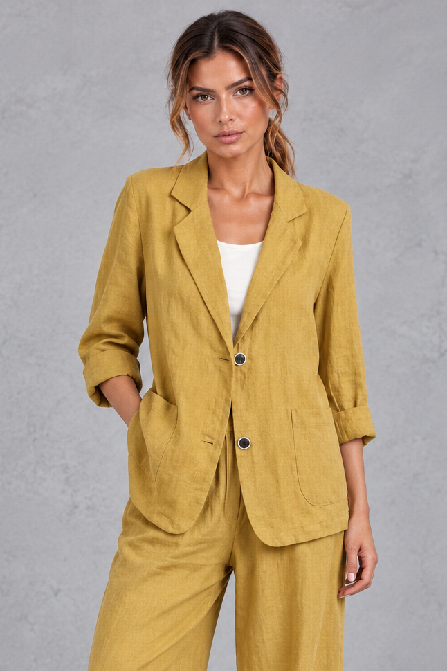 Women's Relaxed Fit Blazer – Mustard