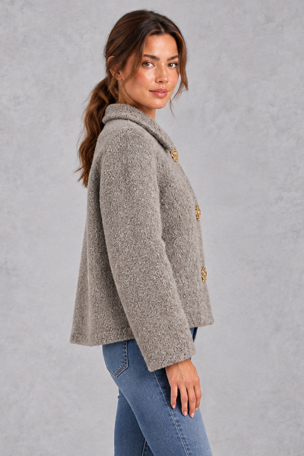 Women's Boxy Teddy Jacket – Gray