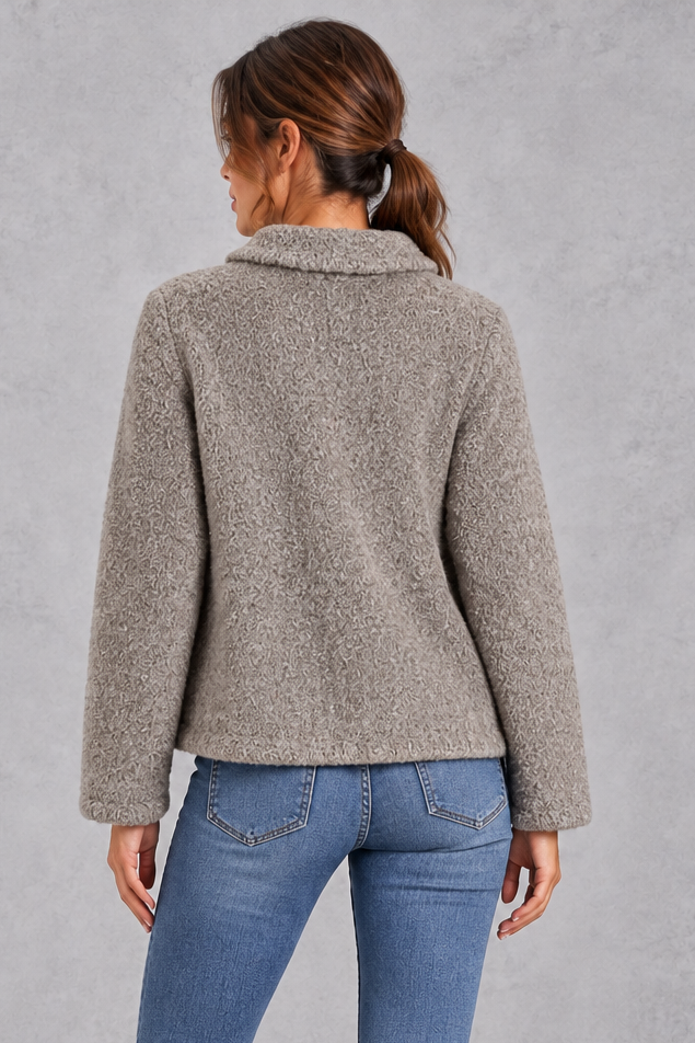 Women's Boxy Teddy Jacket – Gray