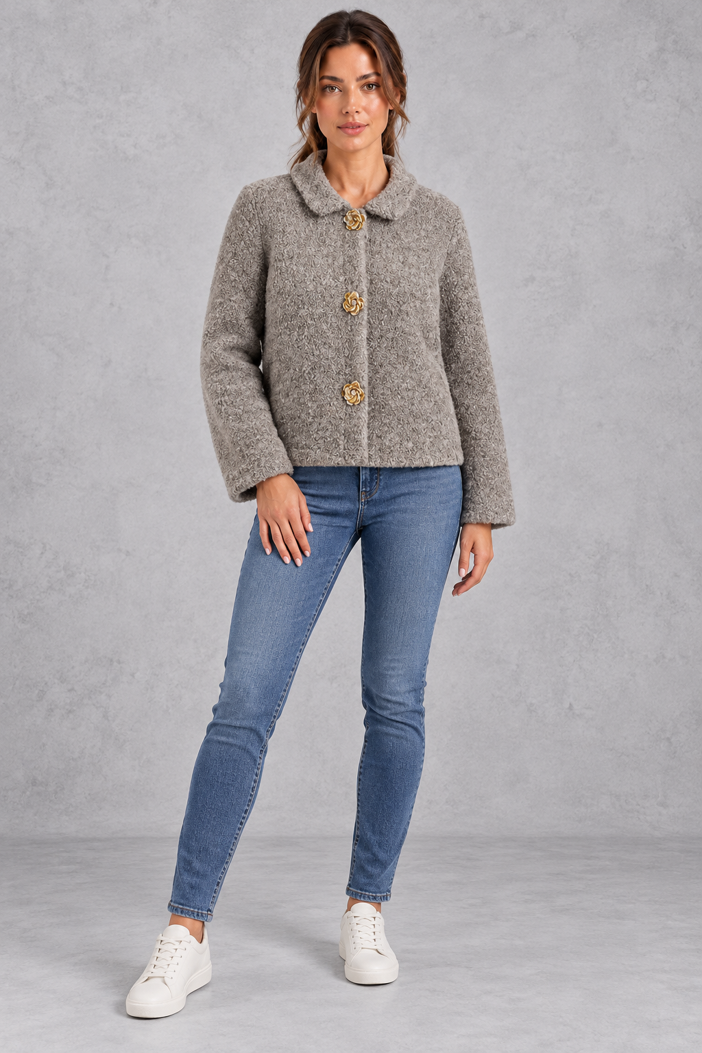 Women's Boxy Teddy Jacket – Gray