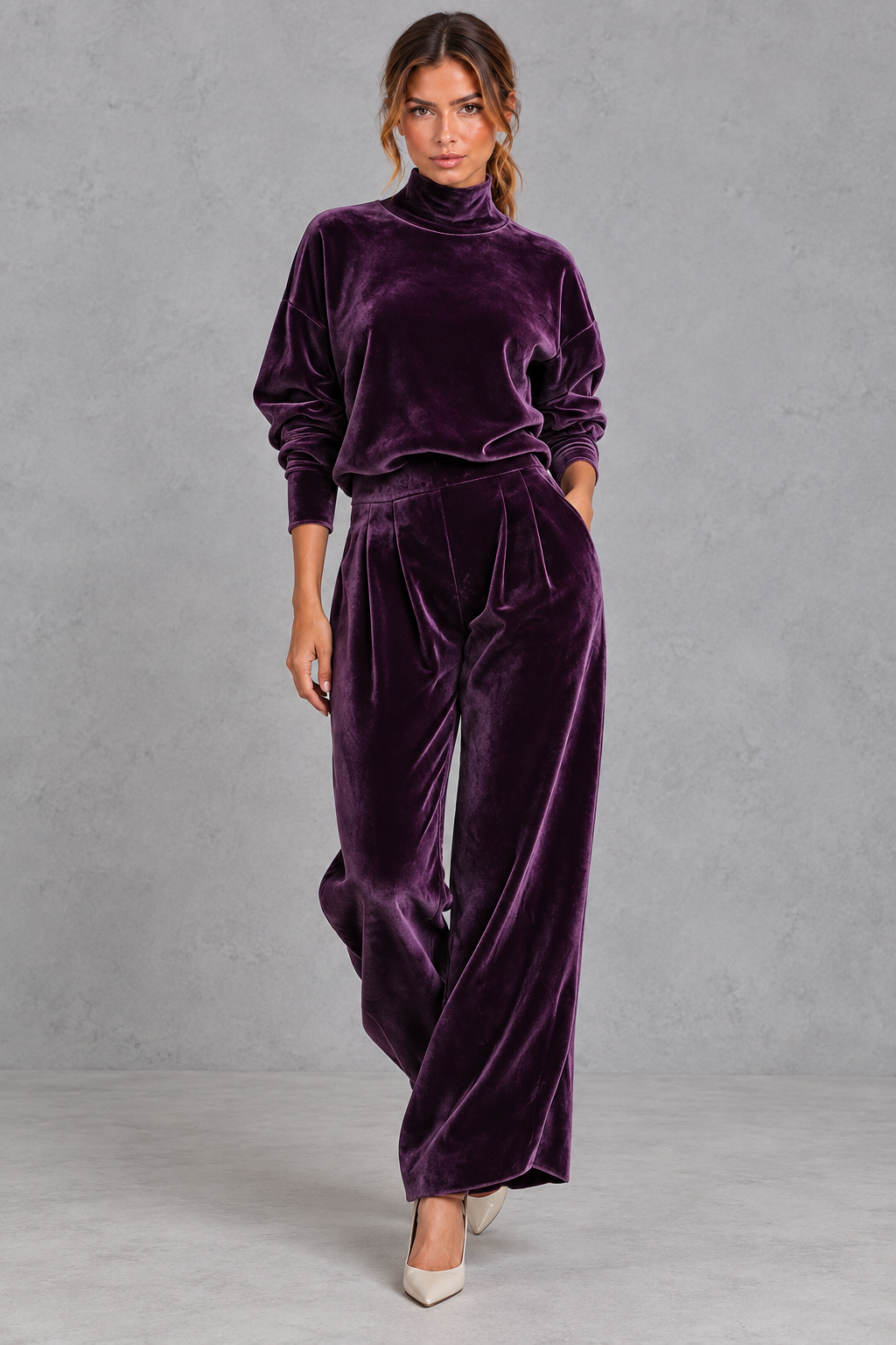 Velvet matching set shown in an alternate color