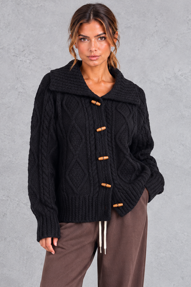 Detail of cable and diamond knit pattern