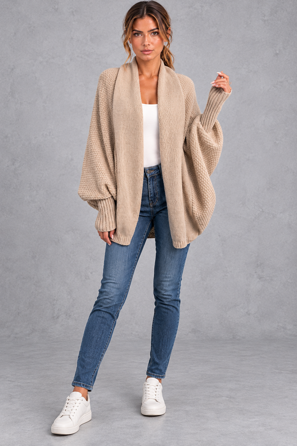 Women's Batwing Knitted Cardigan – Khaki