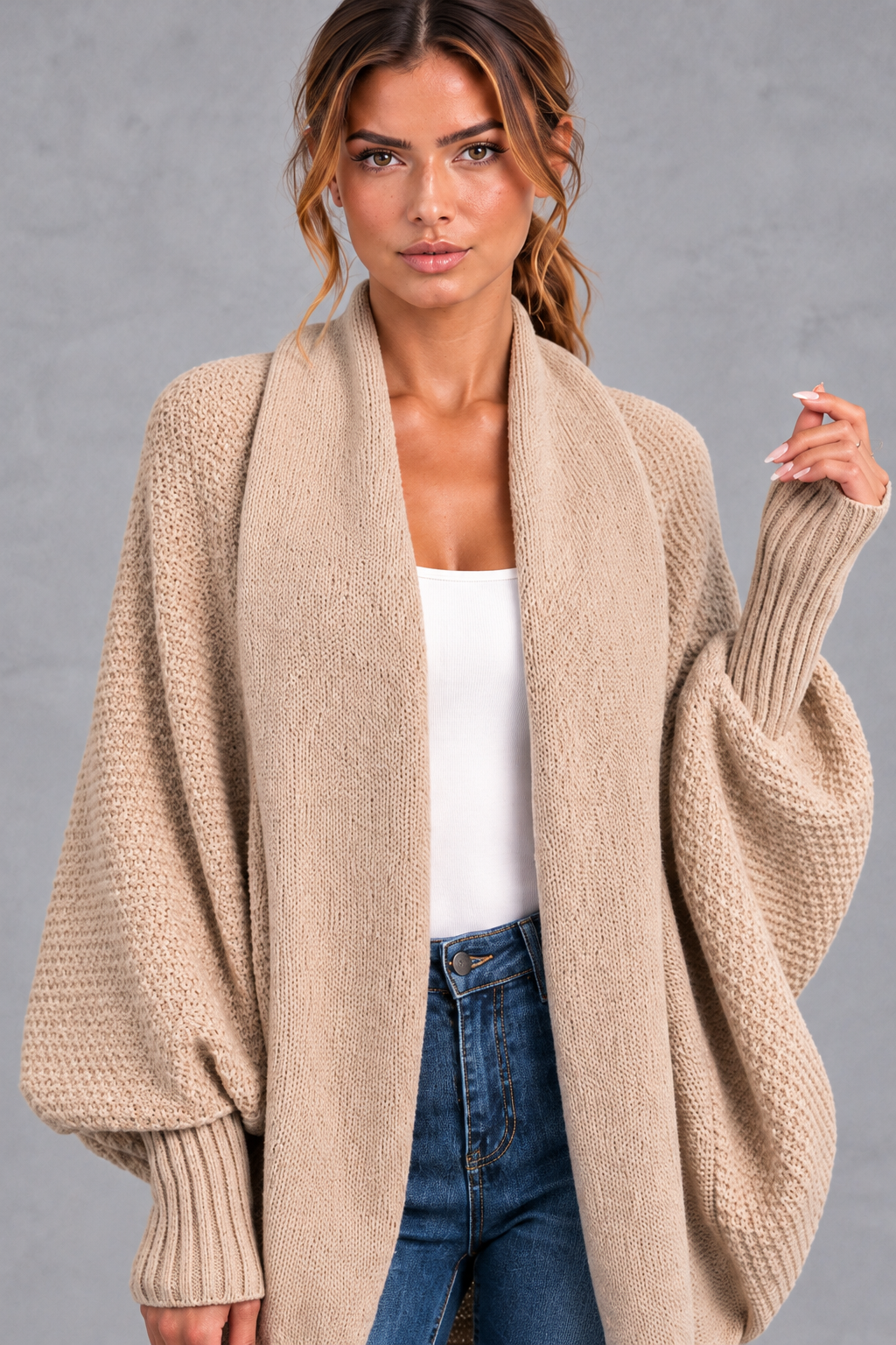 Women's Batwing Knitted Cardigan – Khaki