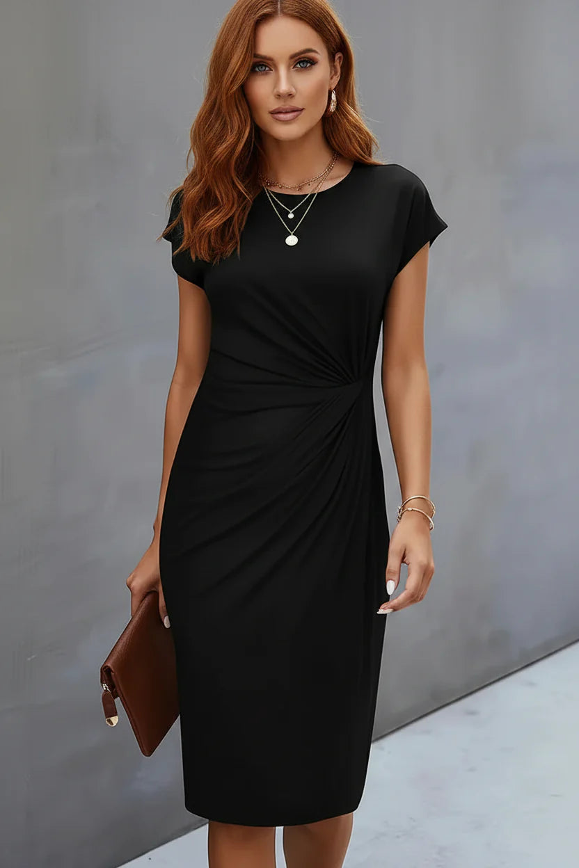 Shop the Women’s Cotton Midi Dress featuring a tailored fit, breathable premium cotton, and timeless style perfect for work, weddings, and more.