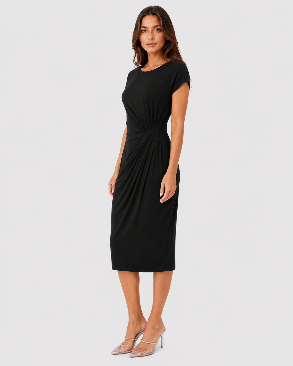 Shop the Women’s Cotton Midi Dress featuring a tailored fit, breathable premium cotton, and timeless style perfect for work, weddings, and more.