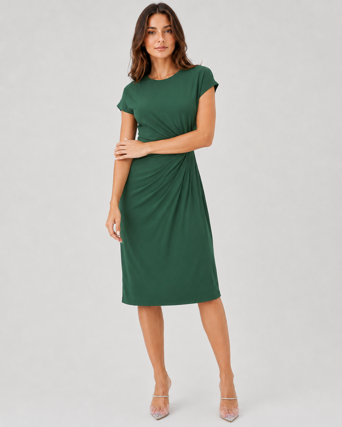 Shop the Women’s Cotton Midi Dress featuring a tailored fit, breathable premium cotton, and timeless style perfect for work, weddings, and more.