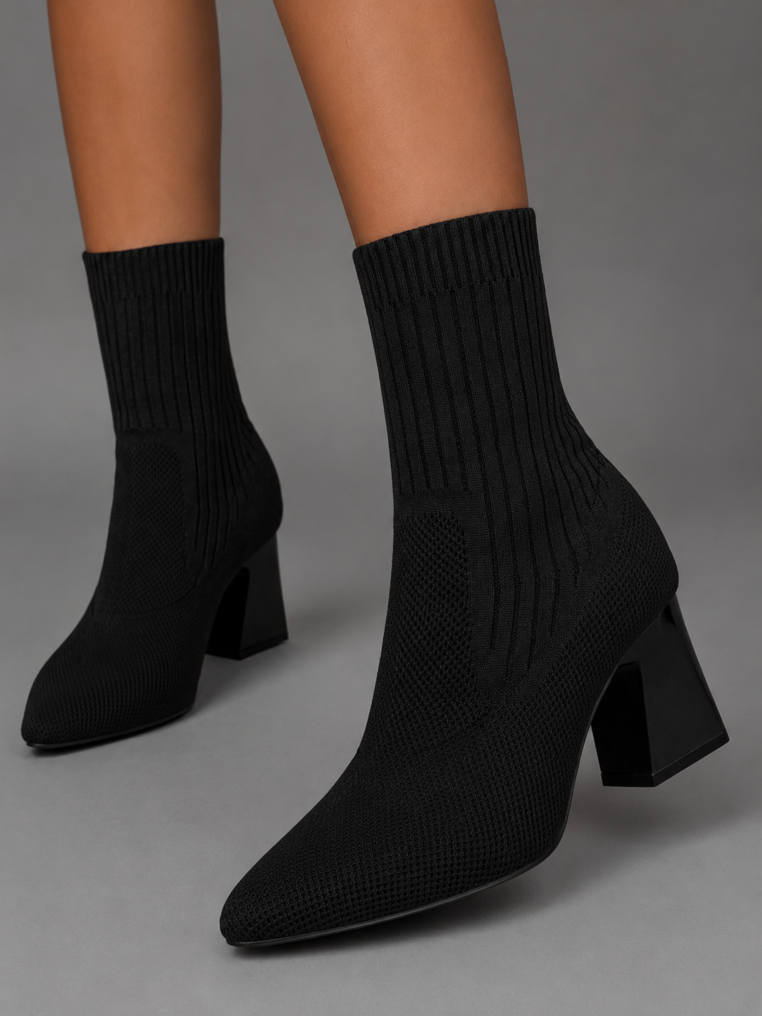 Women's mid-calf bohemian boots with a chunky 7.2 cm heel, slip-on design, soft fabric upper and durable rubber sole, ideal for everyday autumn and winter wear.