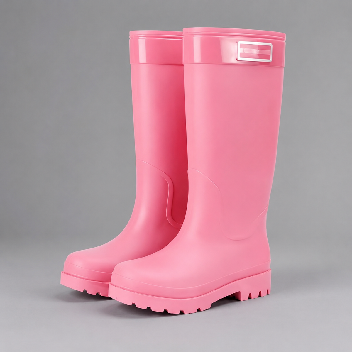 Women’s fleece-lined waterproof rain boots with tall PVC construction, a roomy round toe and deep-tread slip-resistant outsole.