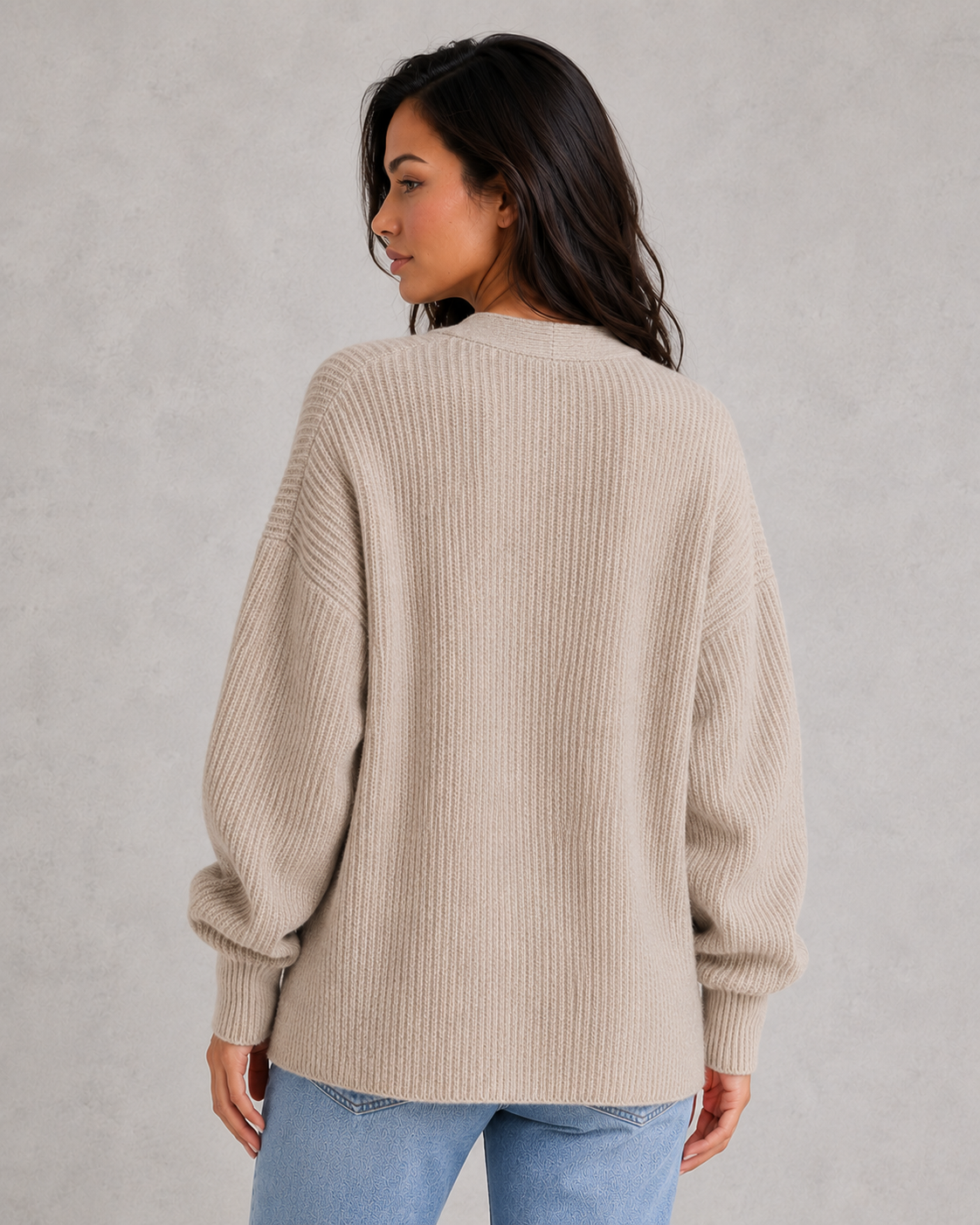 Women's oversized cocoon cardigan in soft lightweight knit with relaxed draped silhouette for effortless layering and casual chic styling.