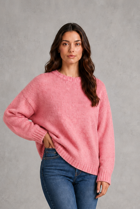 Women’s light gray oversized crew neck knit sweater with dropped shoulders, wide long sleeves, and a relaxed slouchy pullover silhouette.