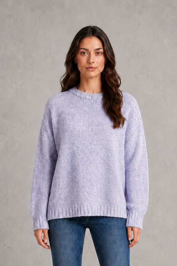 Women’s light gray oversized crew neck knit sweater with dropped shoulders, wide long sleeves, and a relaxed slouchy pullover silhouette.