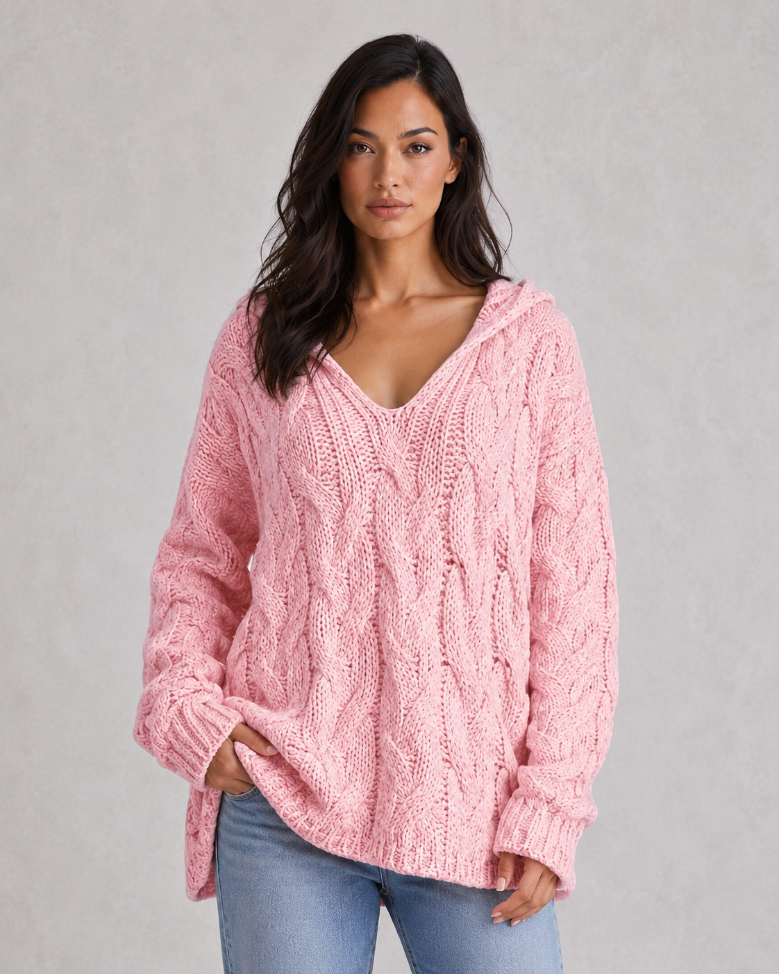 Women's oversized lightweight hoodie sweatshirt in a relaxed fit, featuring a soft fabric finish and casual urban styling for everyday comfort.