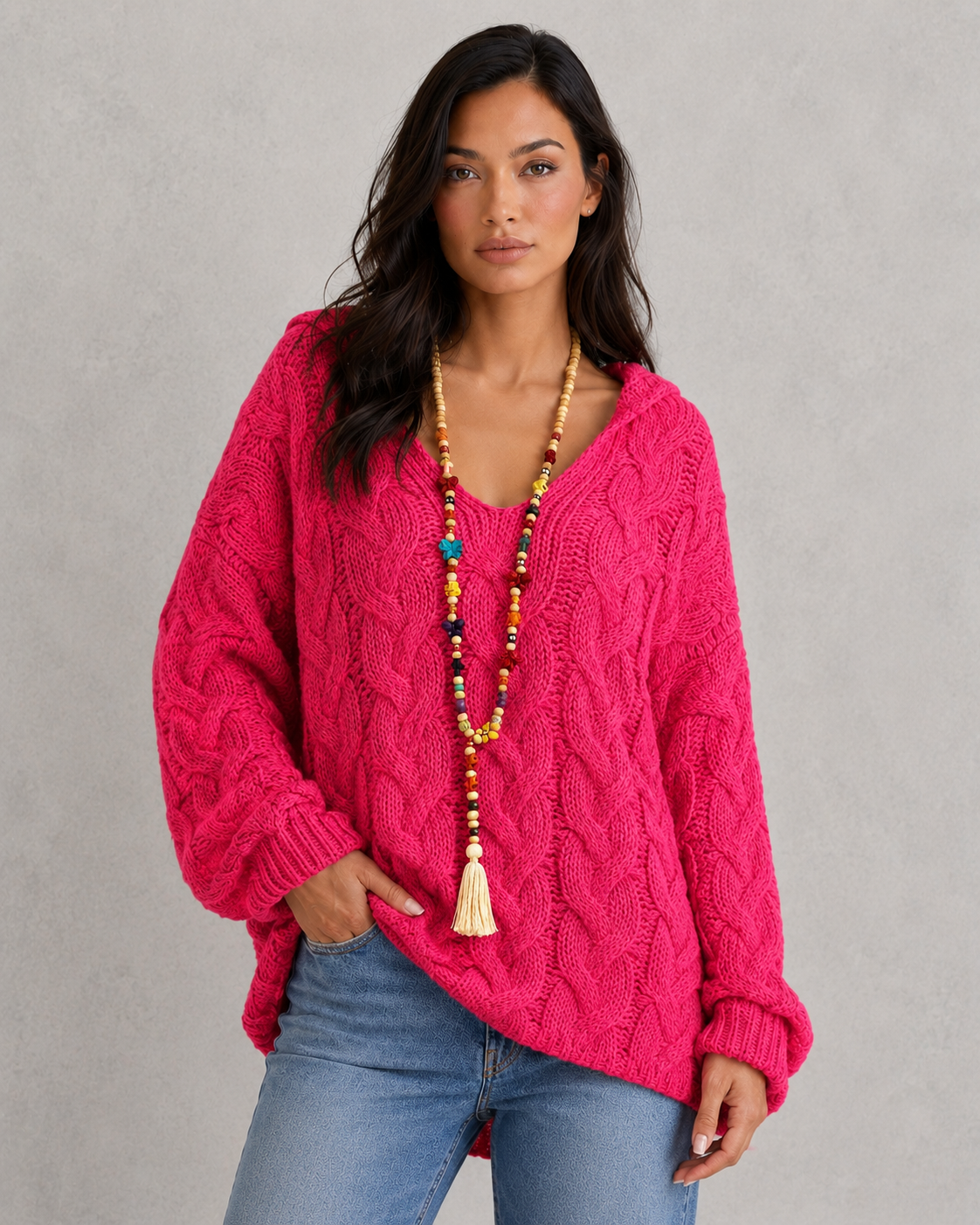 Women's oversized lightweight hoodie sweatshirt in a relaxed fit, featuring a soft fabric finish and casual urban styling for everyday comfort.