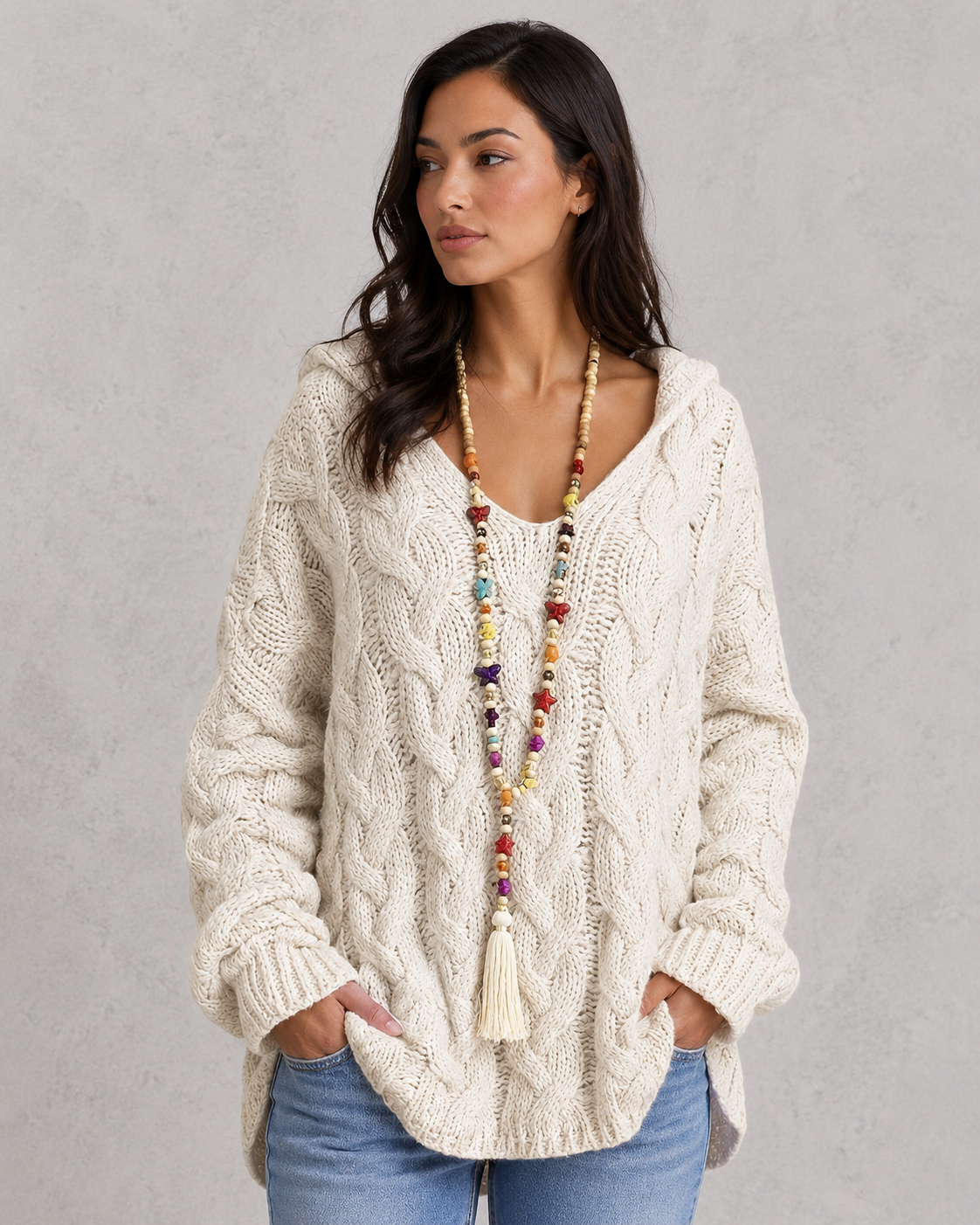 Women's oversized lightweight hoodie sweatshirt in a relaxed fit, featuring a soft fabric finish and casual urban styling for everyday comfort.