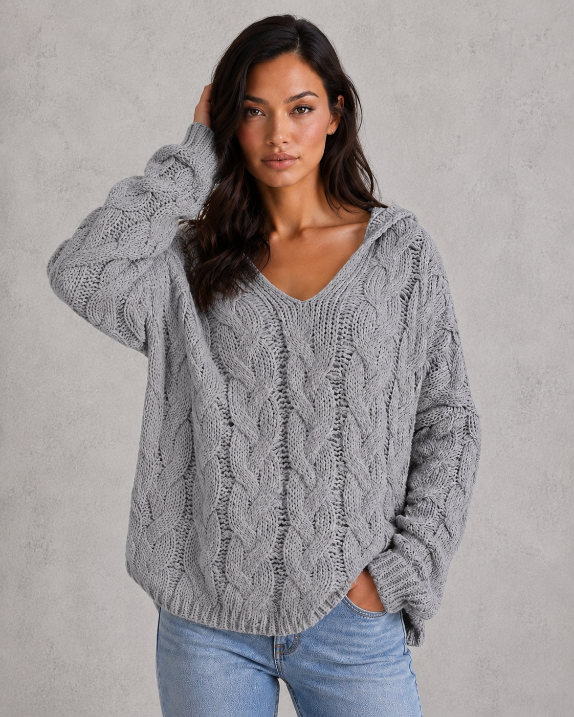 Women's oversized lightweight hoodie sweatshirt in a relaxed fit, featuring a soft fabric finish and casual urban styling for everyday comfort.